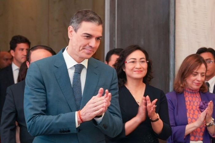 Thủ tướng Tây Ban Nha Pedro Sanchez tham dự Diễn đàn doanh nghiệp Việt Nam - Tây Ban Nha diễn ra tại TP.HCM sáng 10/4